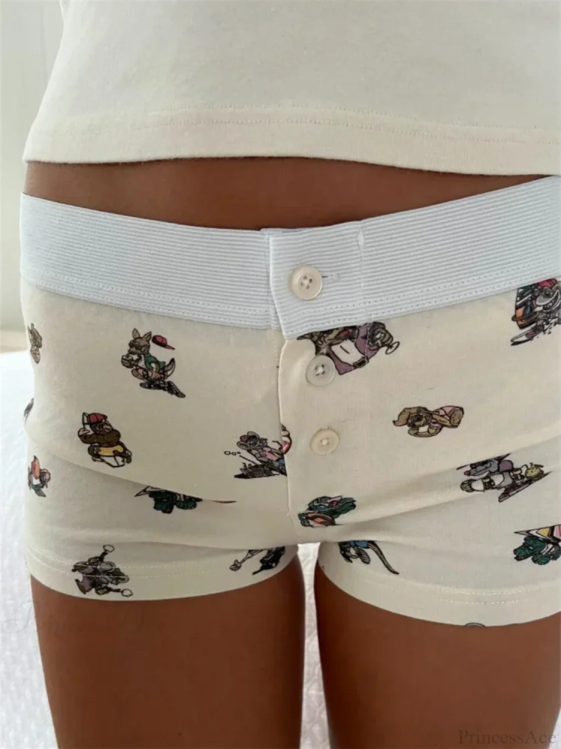 Solid Heart Print Elastic Short - Image 13