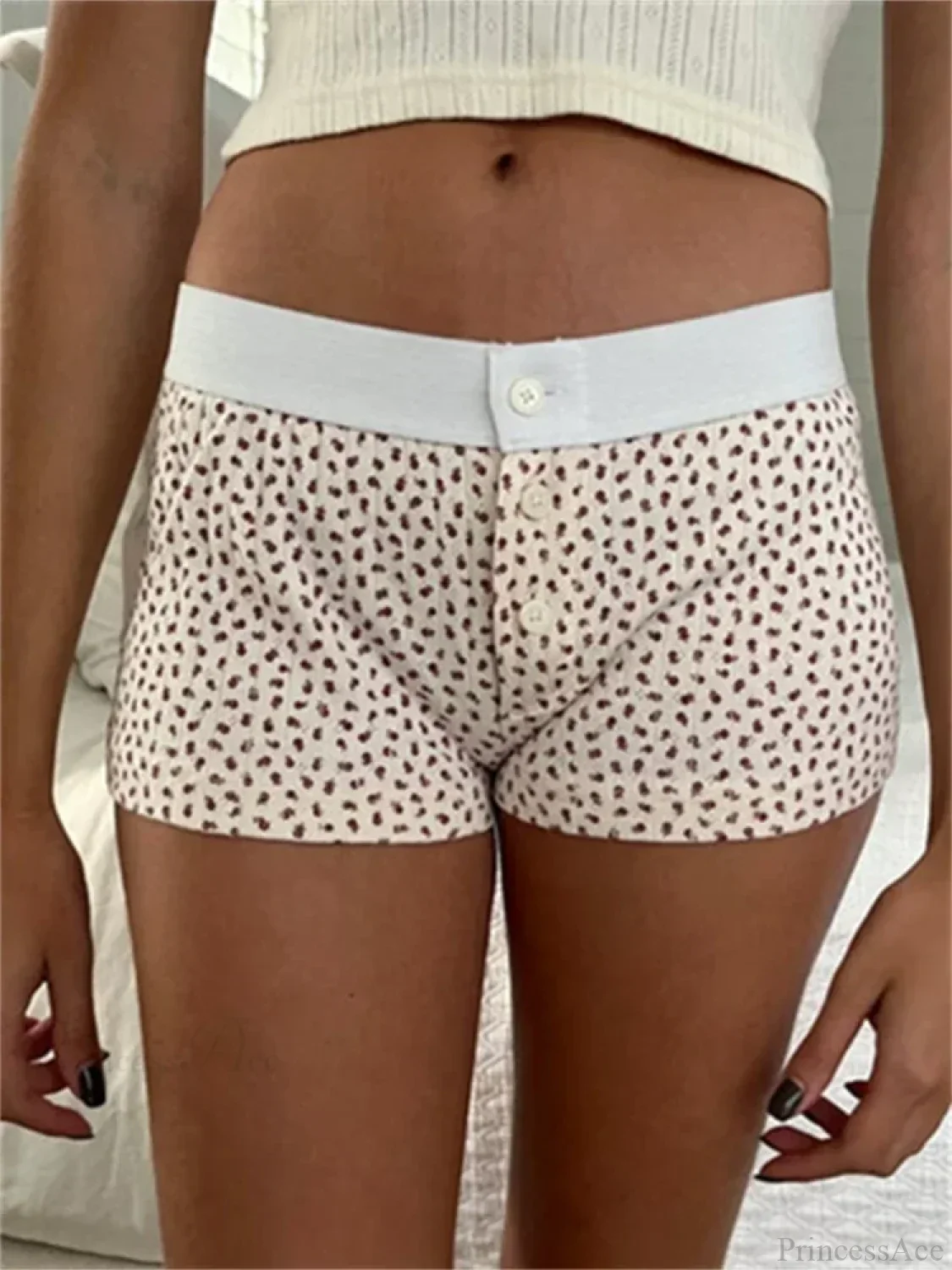 Solid Heart Print Elastic Short - Image 14