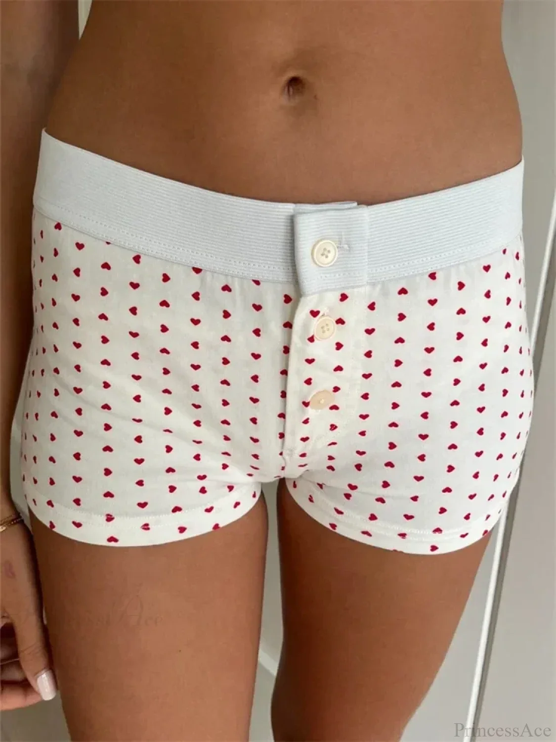 Solid Heart Print Elastic Short - Image 16