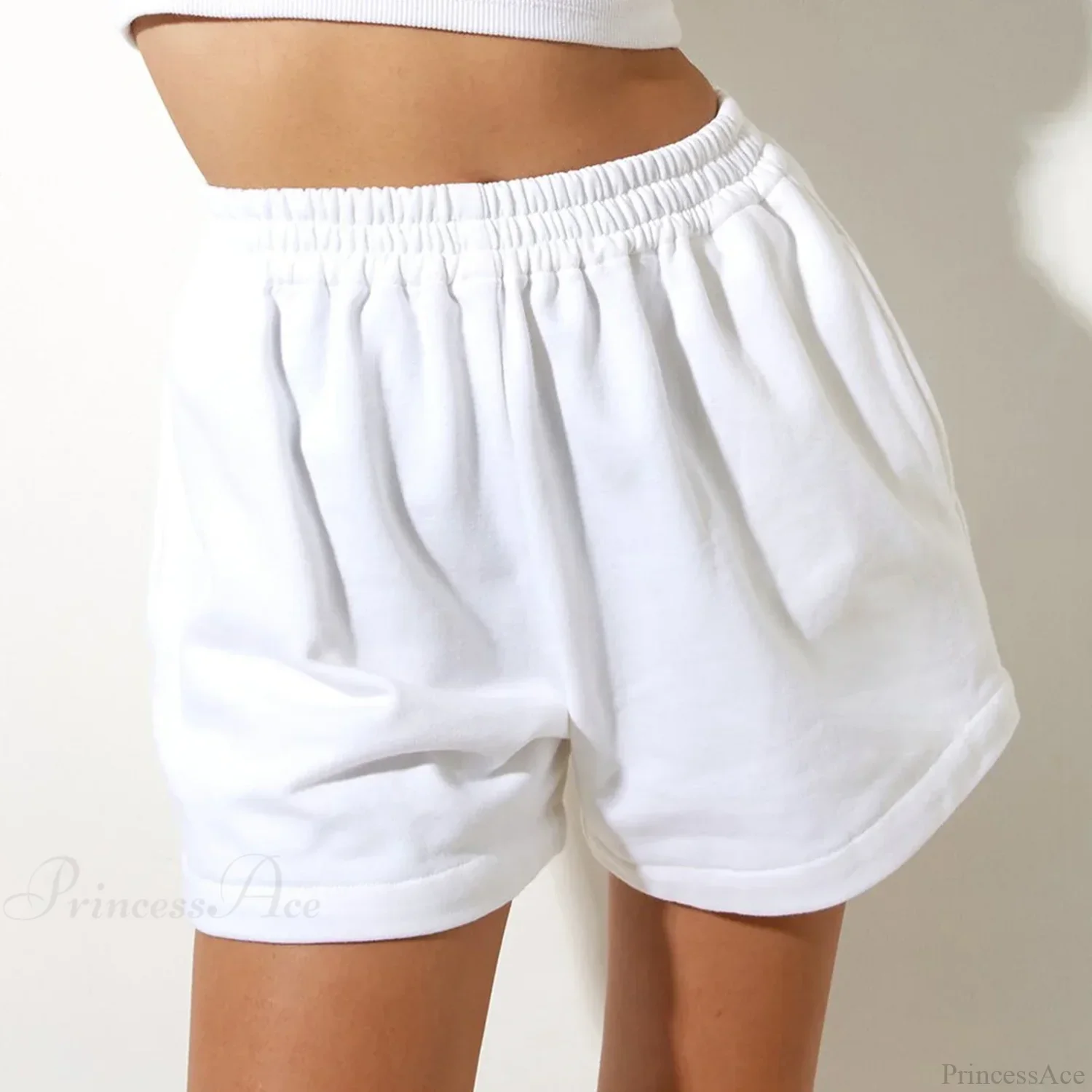 Solid High Waist Sweatpants Short - Image 9