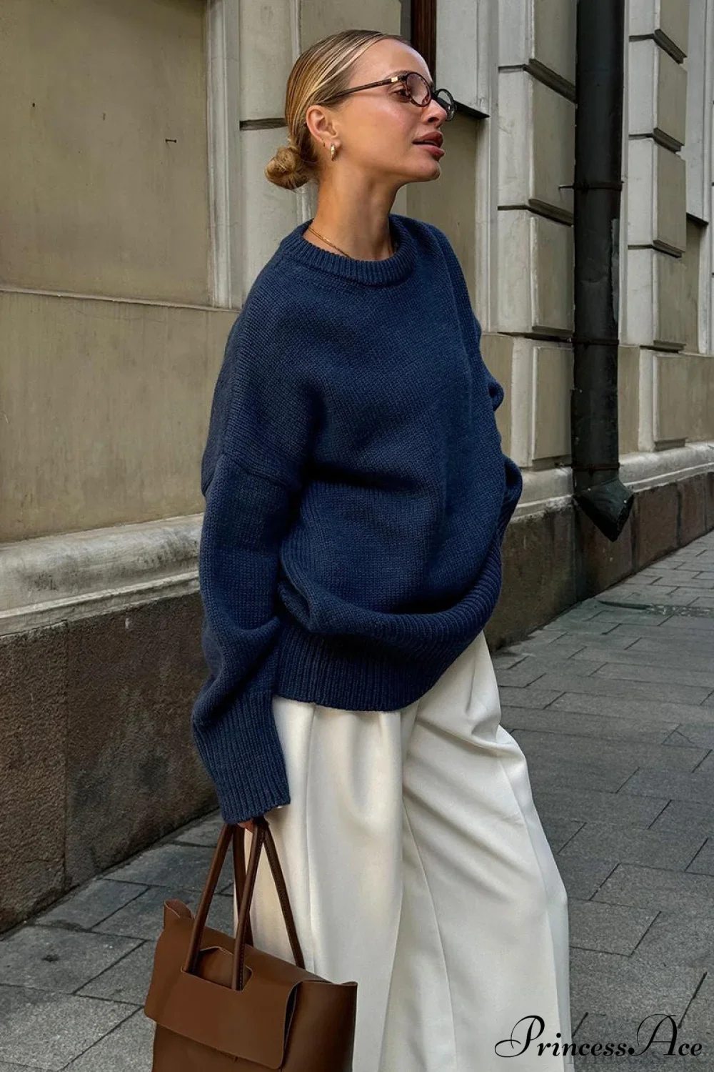 Solid Knit Crew Neck Sweater - Image 4