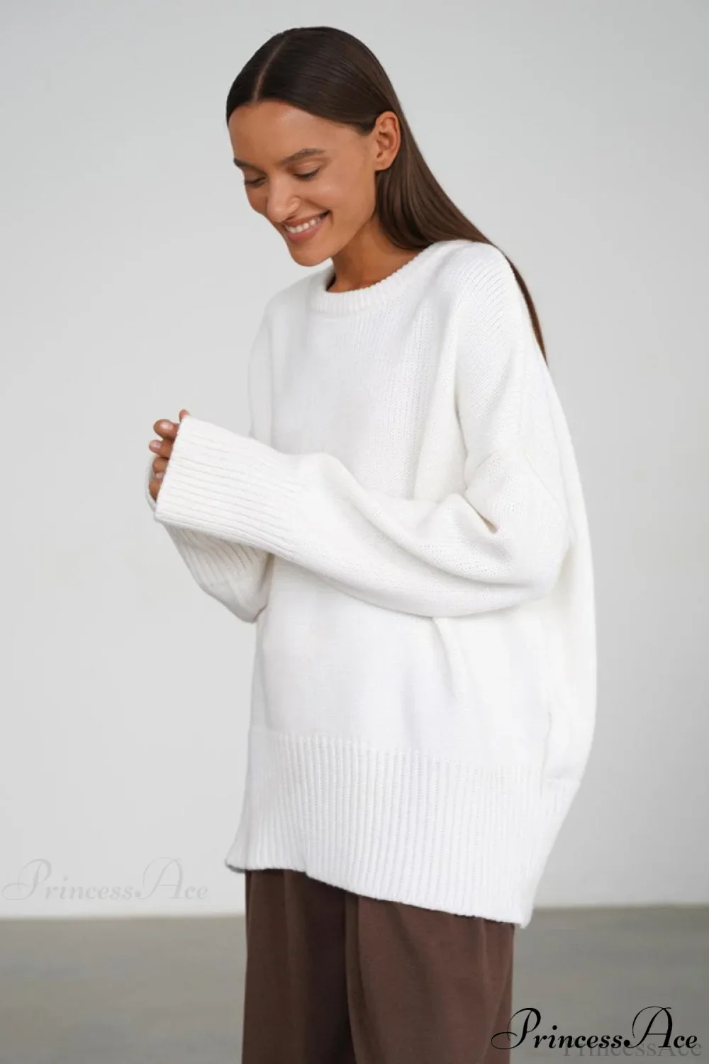 Solid Knit Crew Neck Sweater - Image 7