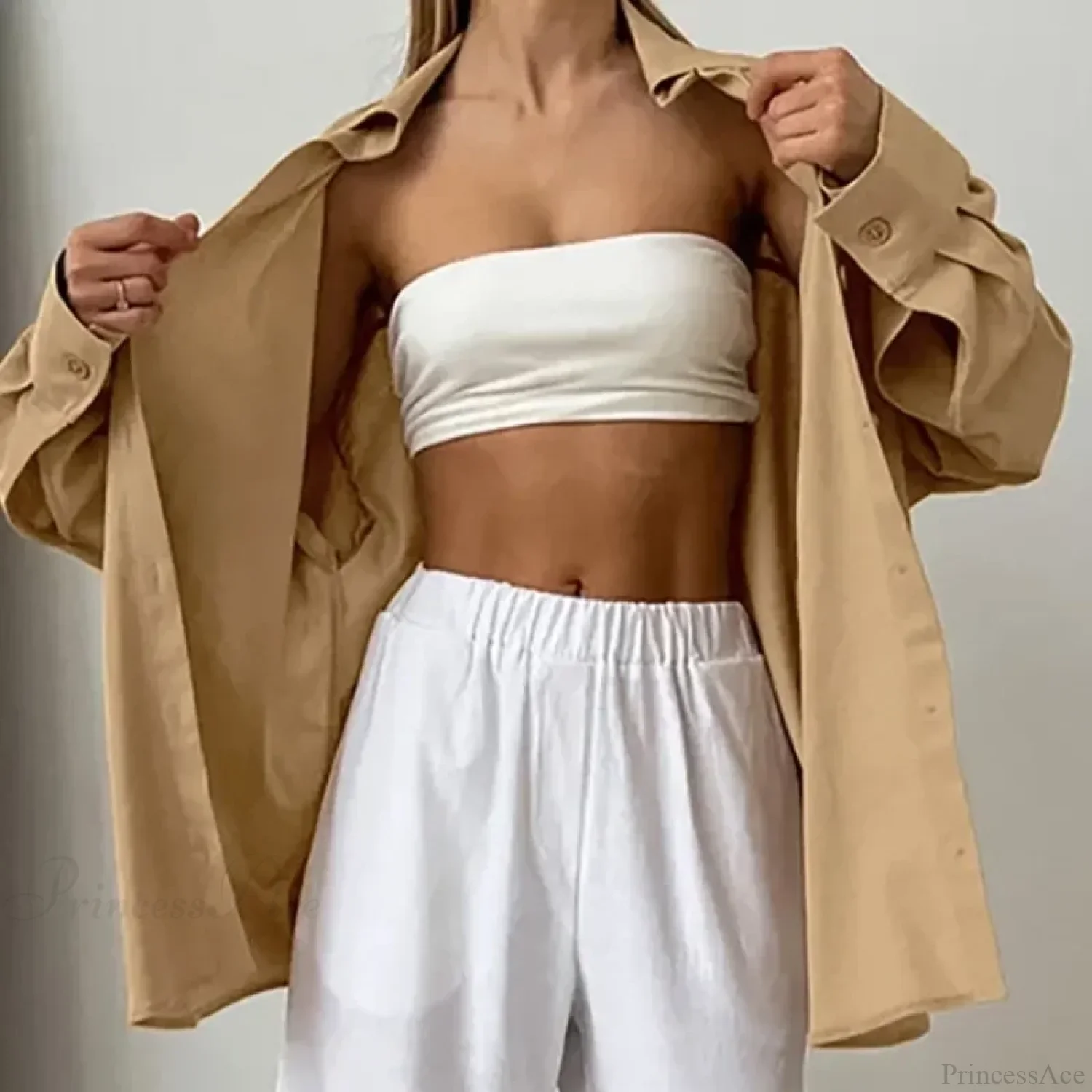 Solid Loose Cotton Blouse Elegant Autumn Blouse - Image 3