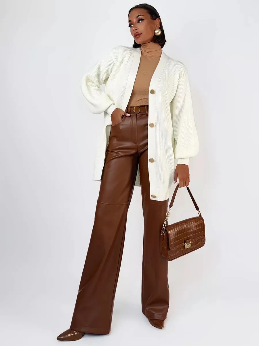 Solid Loose Knit Cardigan - Image 11