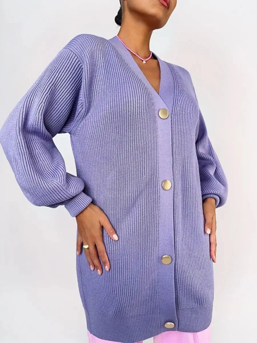 Solid Loose Knit Cardigan - Image 19