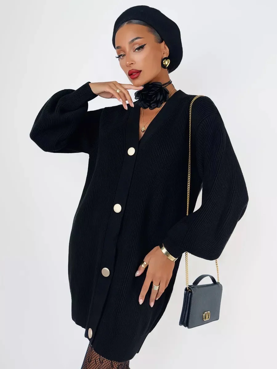 Solid Loose Knit Cardigan - Image 22
