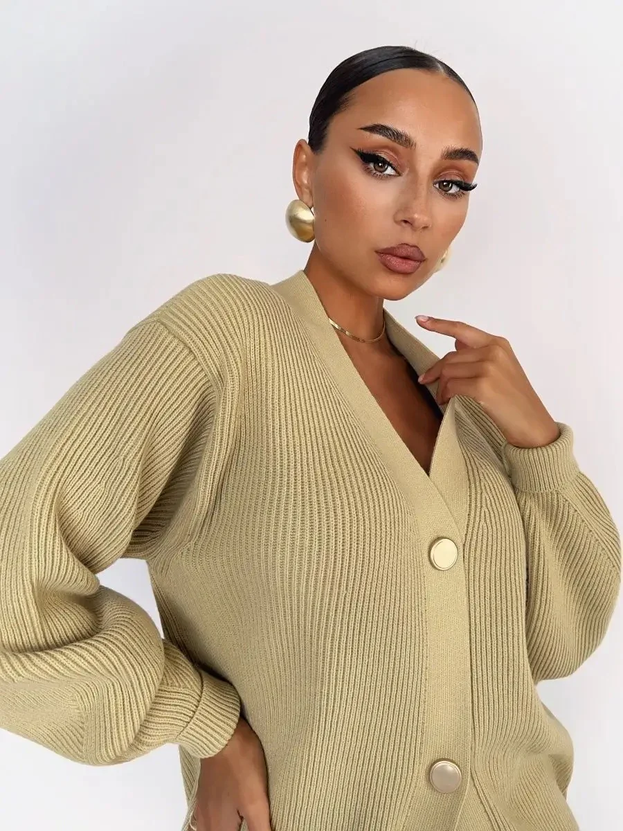 Solid Loose Knit Cardigan - Image 8