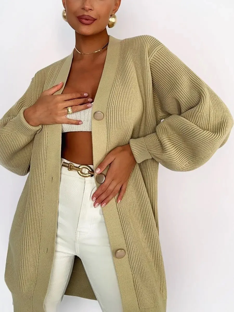 Solid Loose Knit Cardigan - Image 9