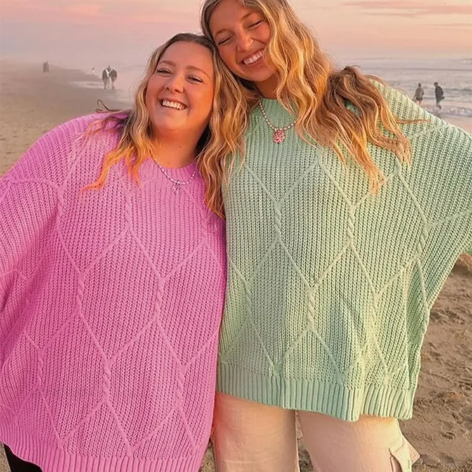 Solid O-Neck Ribbed Long Sleeve Sweater - Image 3