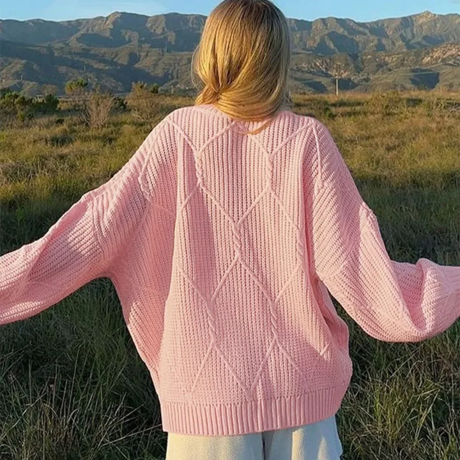 Solid O-Neck Ribbed Long Sleeve Sweater - Image 6