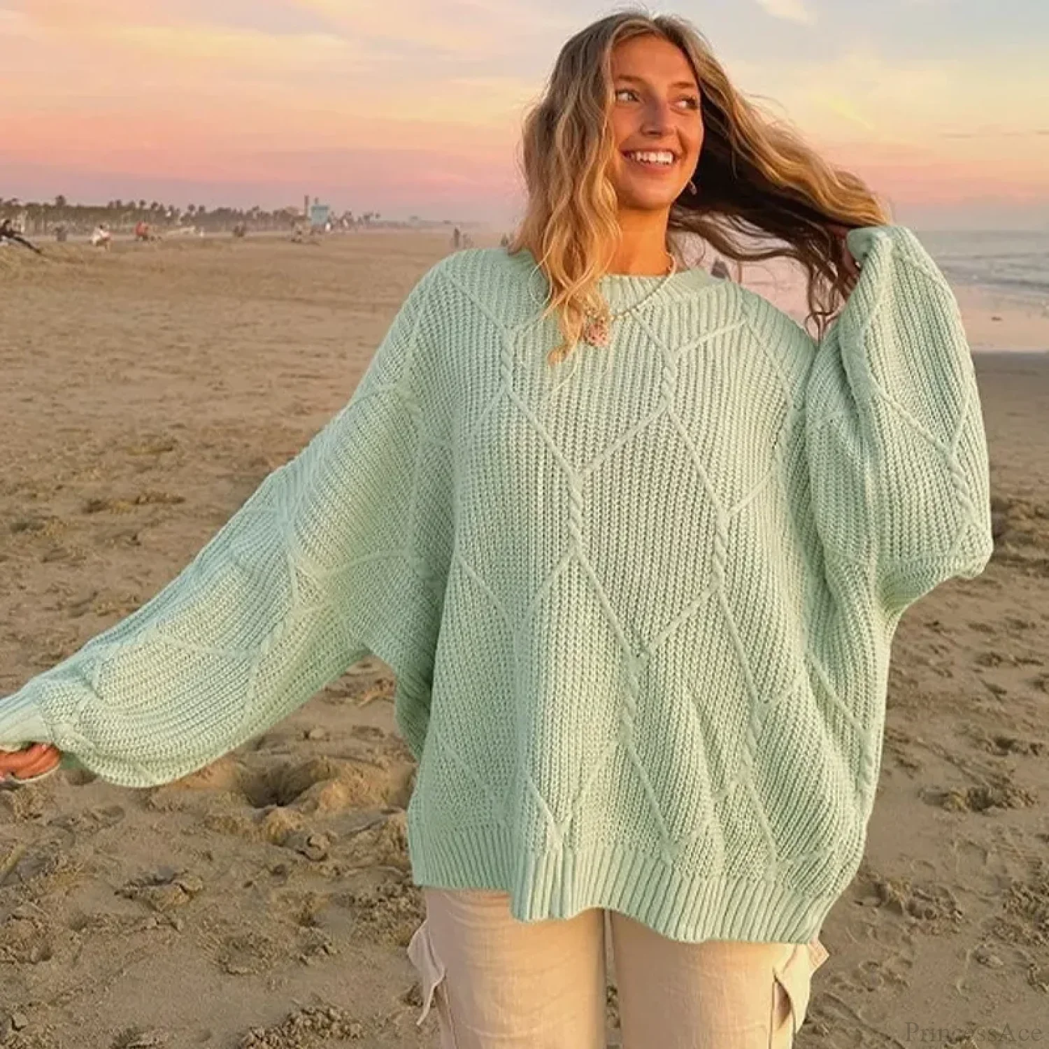 Solid O-Neck Ribbed Long Sleeve Sweater - Image 9