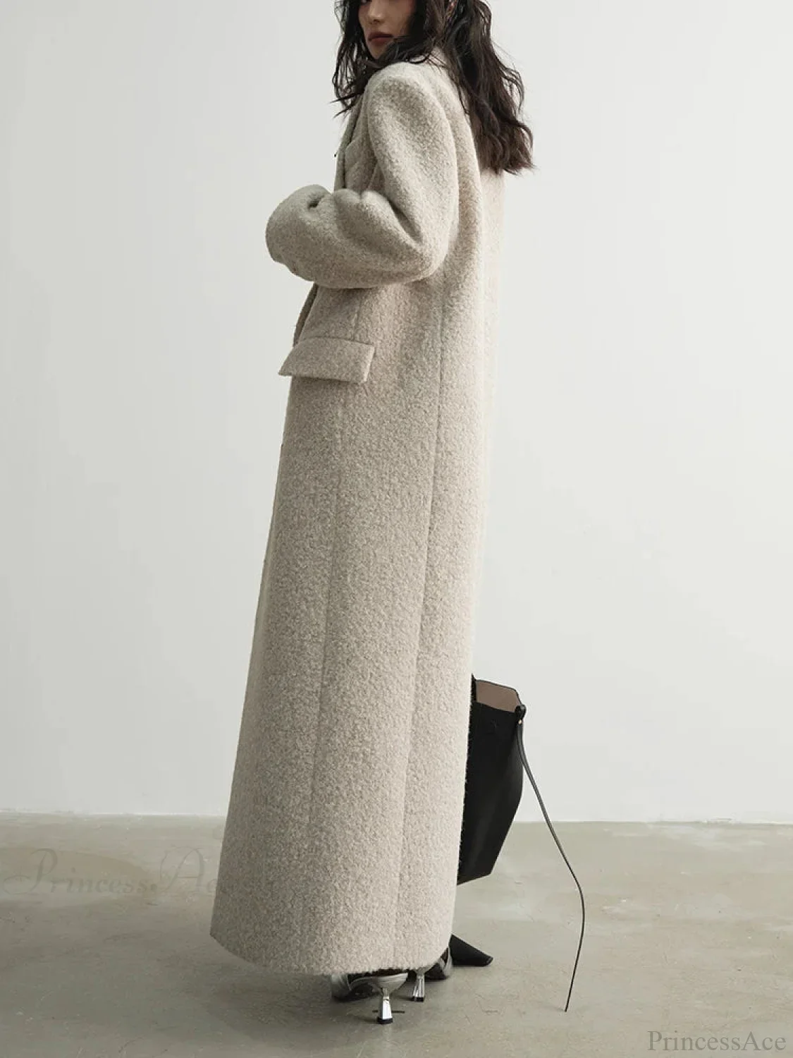 Solid Patchwork Long Sleeve Overcoat - Image 3