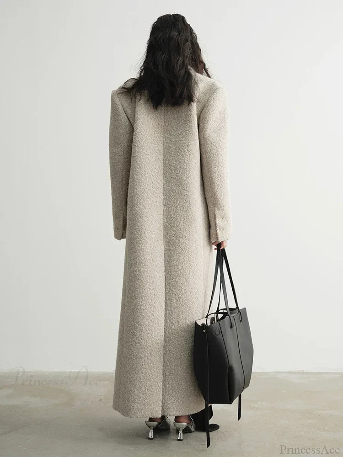 Solid Patchwork Long Sleeve Overcoat - Image 4