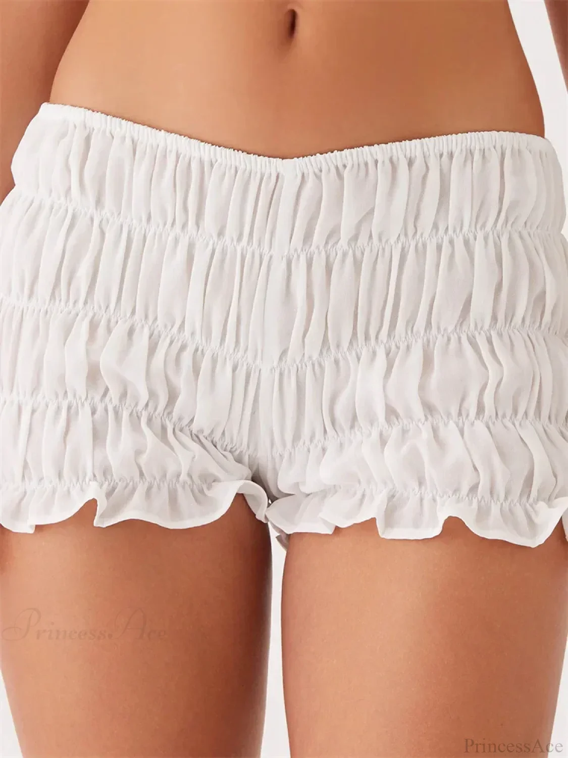 Solid Plaid Ruched Slim Short
