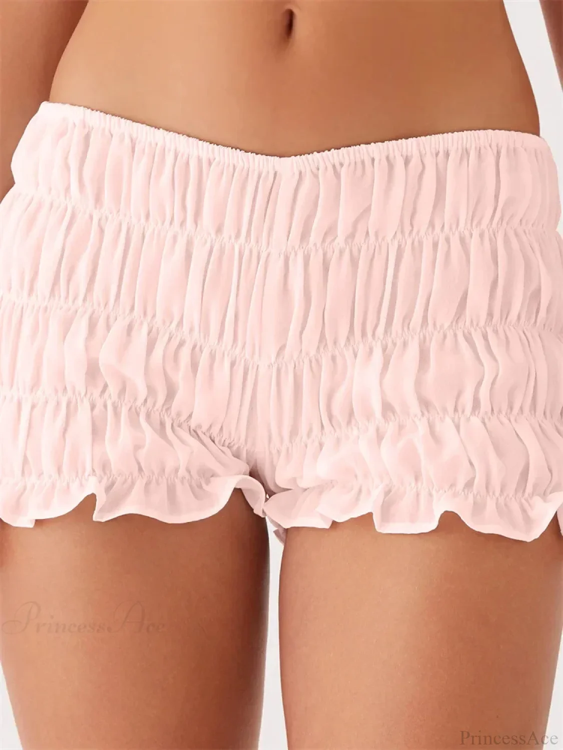 Solid Plaid Ruched Slim Short - Image 6
