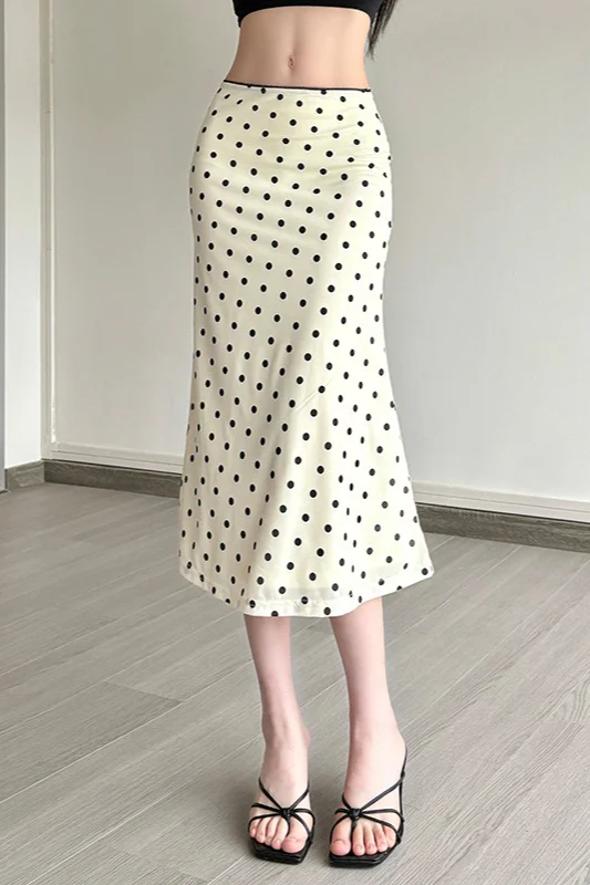 Solid Polka Dot High Waist Bodycon Skirt