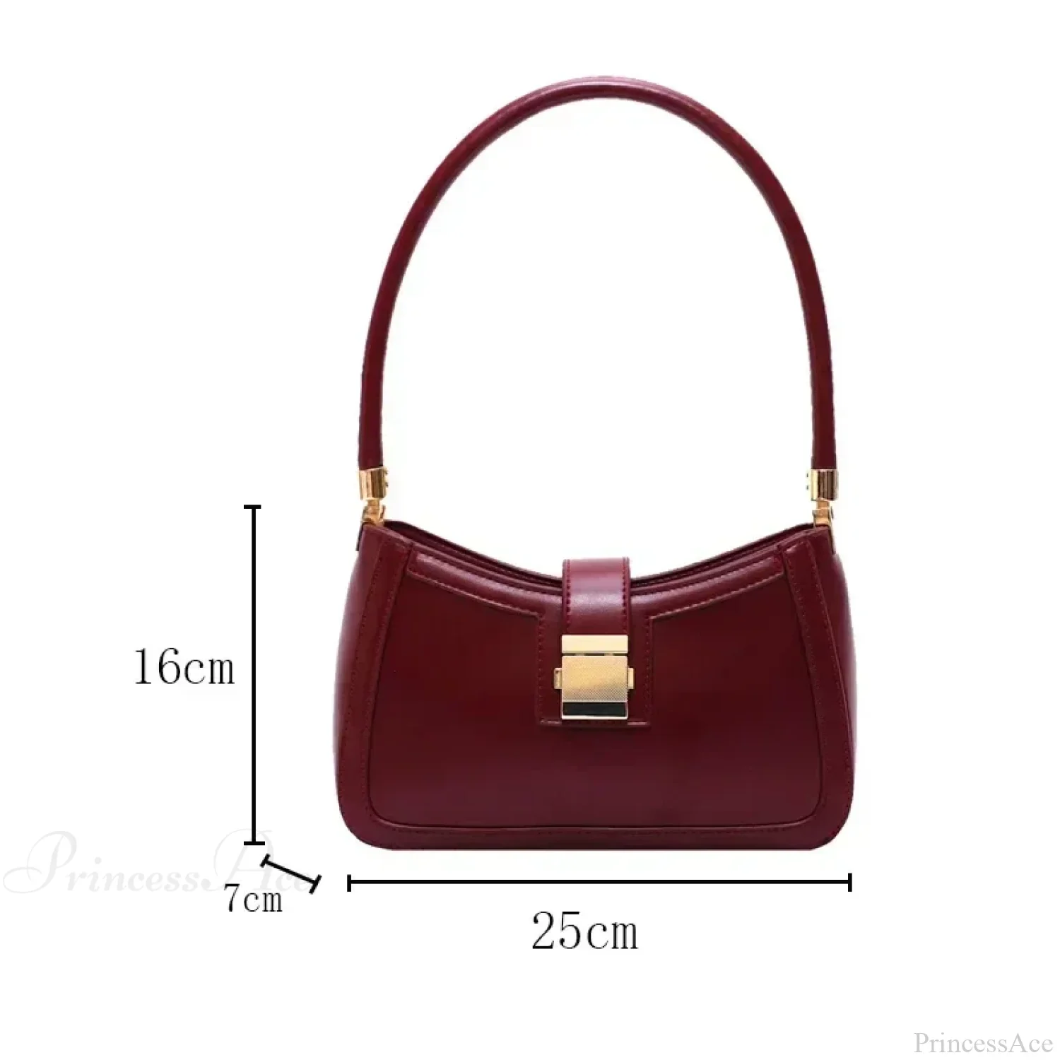 Solid PU Leather Trendy Lock Shoulder Bag - Image 6