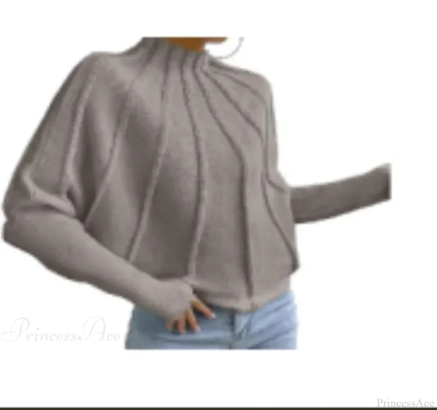 Solid Round Neck Batball Sleeve Loose Sweater - Image 10
