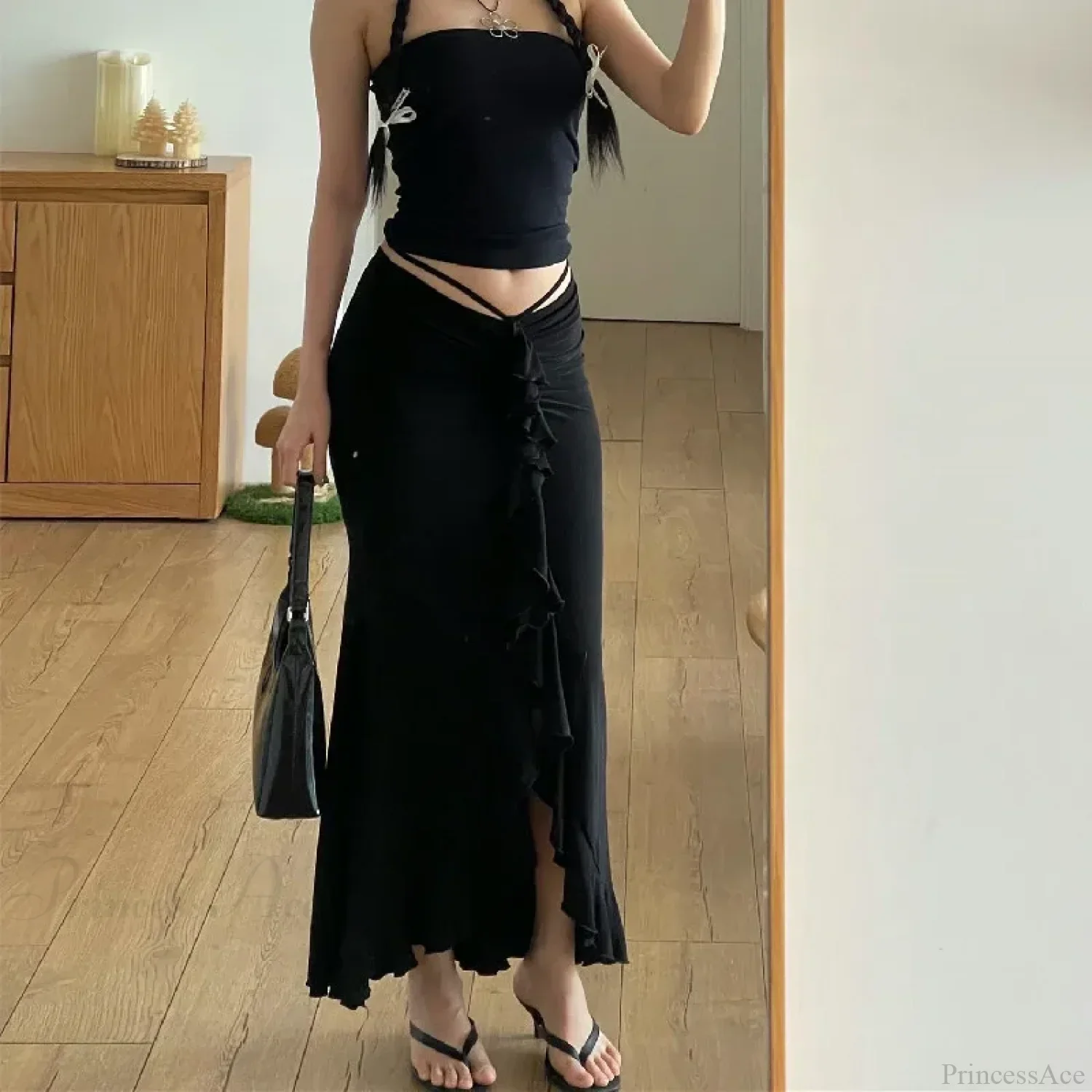 Solid Ruffles Bandage Street Skirt - Image 2