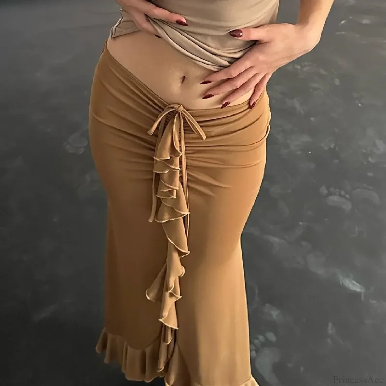 Solid Ruffles Bandage Street Skirt - Image 3