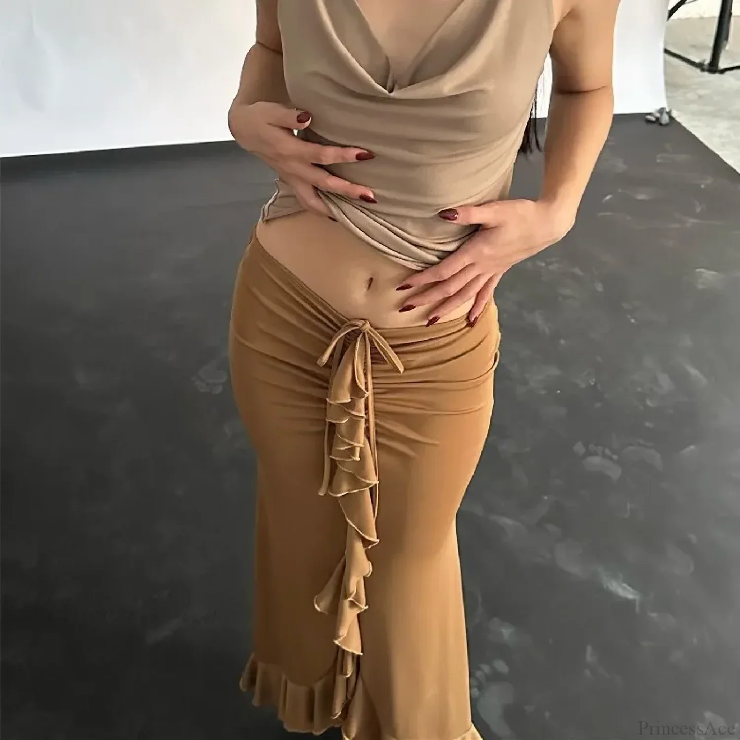 Solid Ruffles Bandage Street Skirt - Image 5