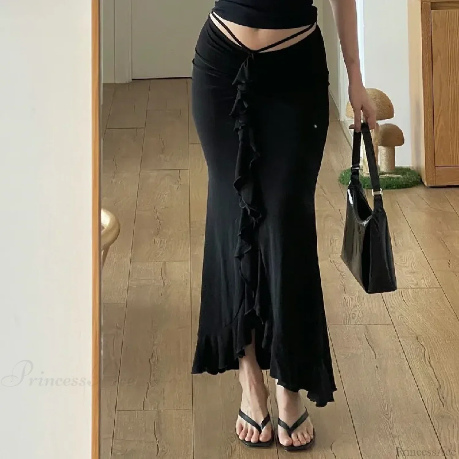 Solid Ruffles Bandage Street Skirt - Image 6
