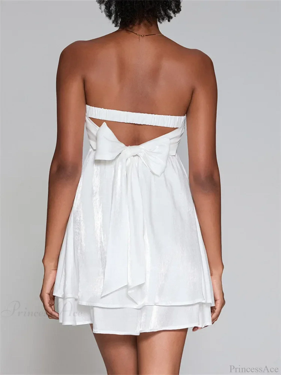 Solid Strapless High-Waist Mini Dress - Image 3