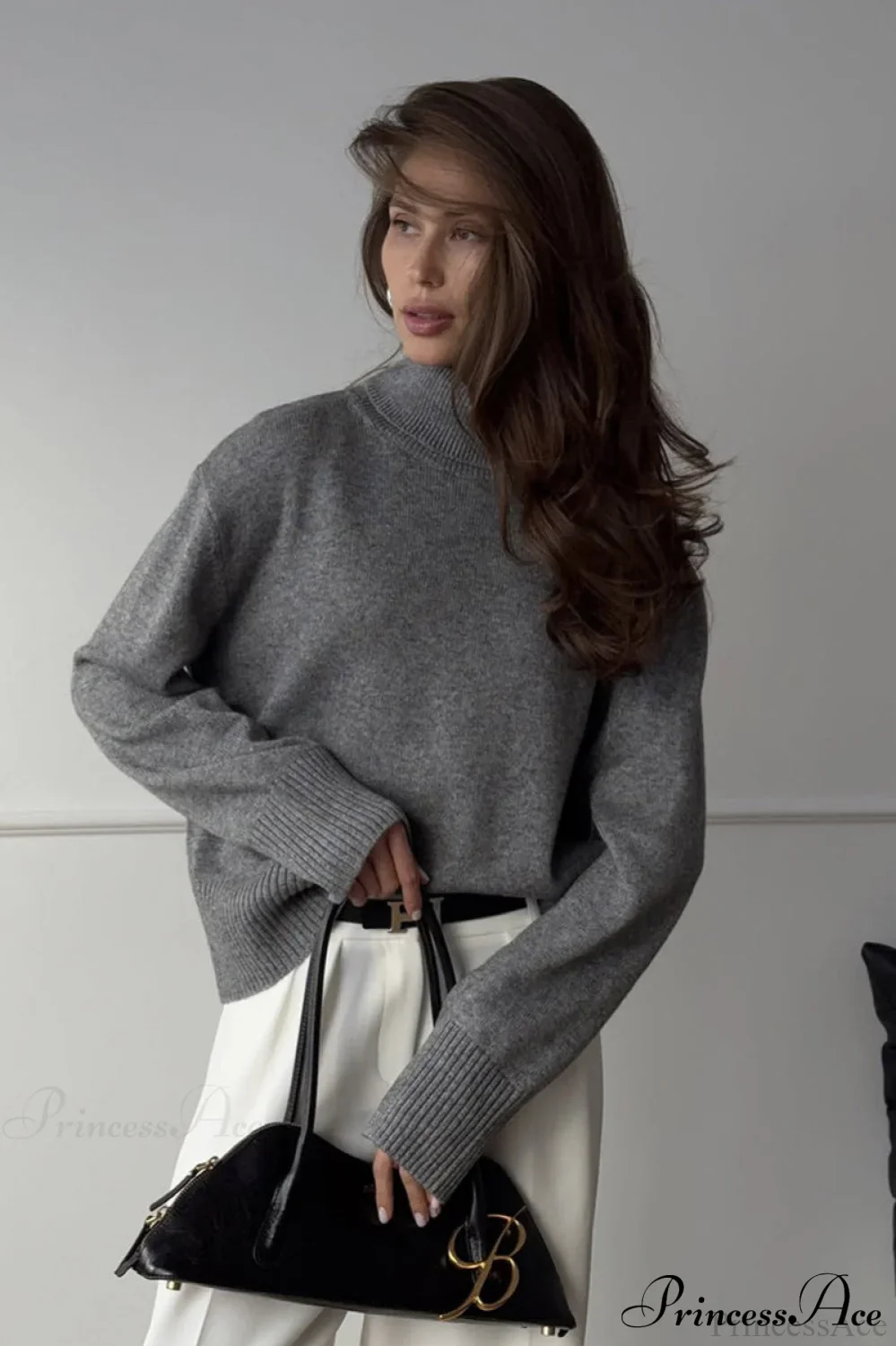 Solid Thick Short Turtleneck Loose Sweater