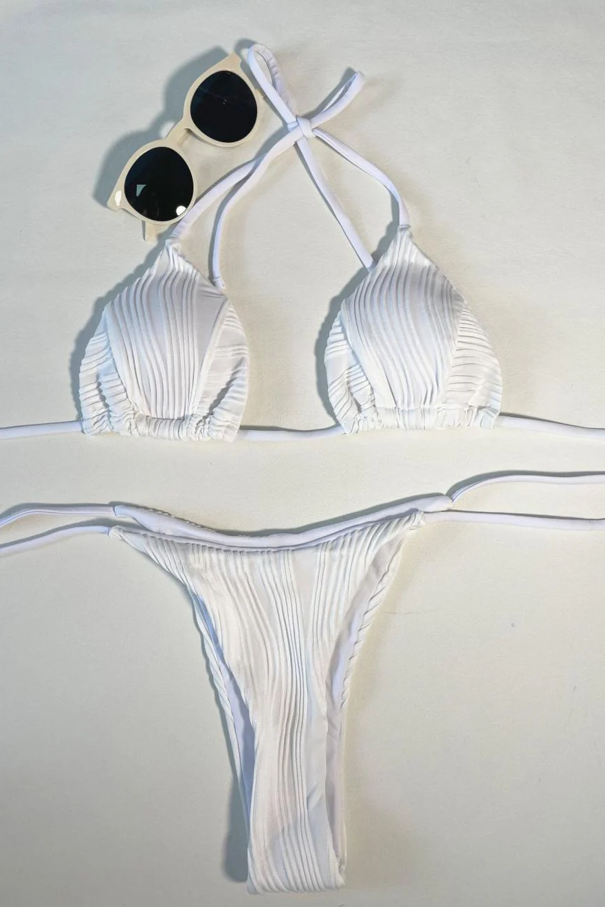 Solid Tie Side Bikini Set - Image 3