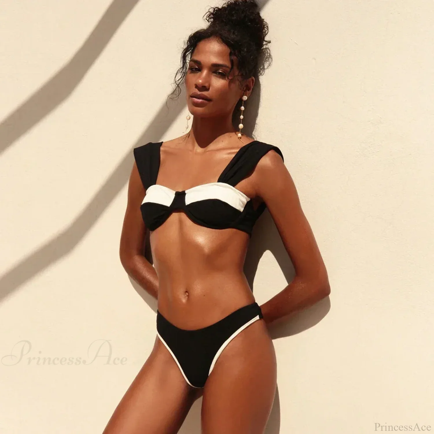 Solid Two Piece Micro Bikini Set - Image 2