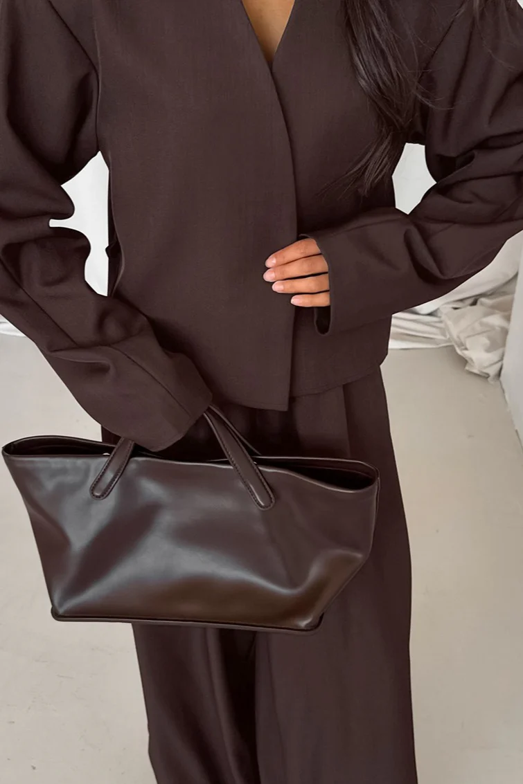 Solid V-neck Cardigan Tapered Two Piece Set - Image 9