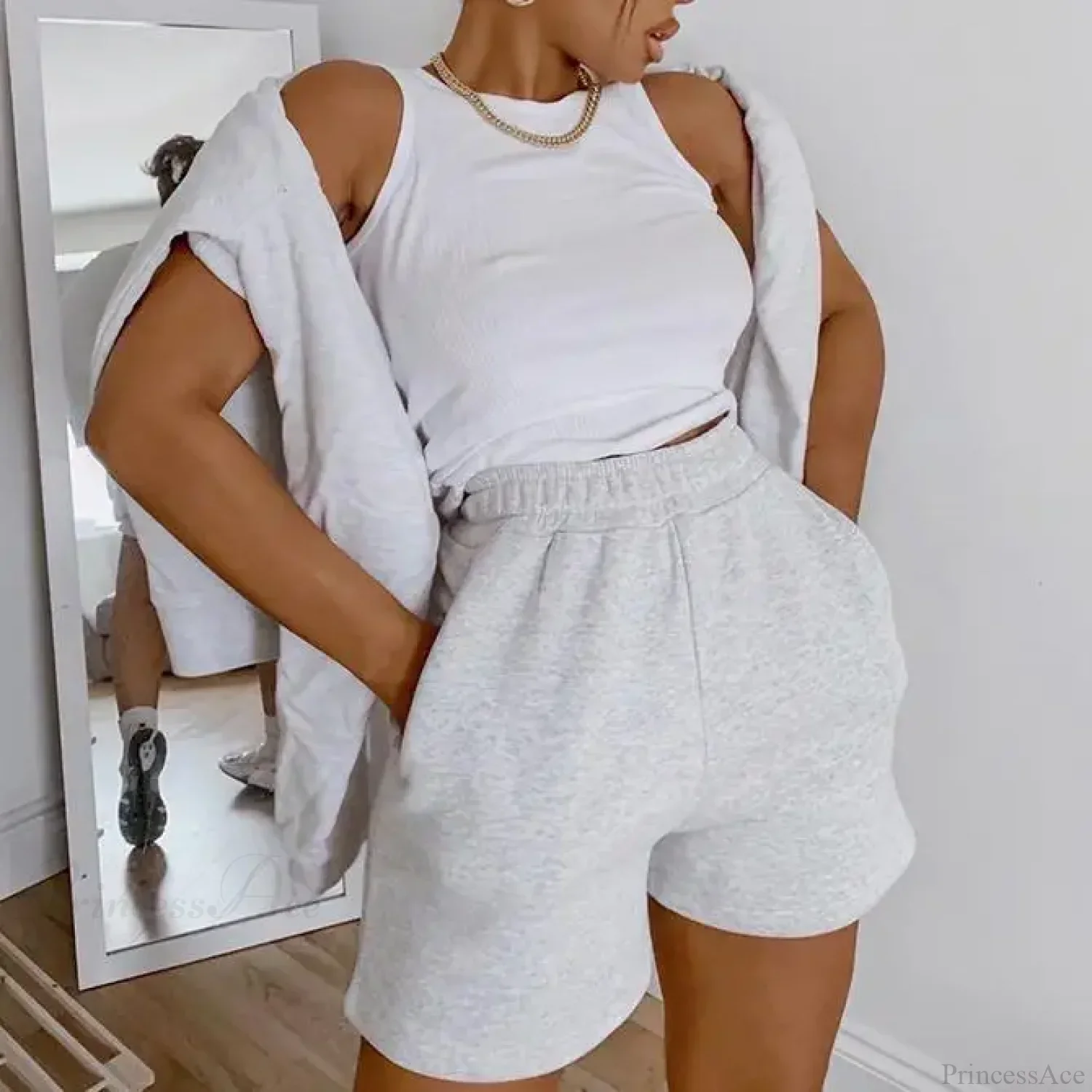 Solid Wide Leg Slant Pocket Short - Image 8