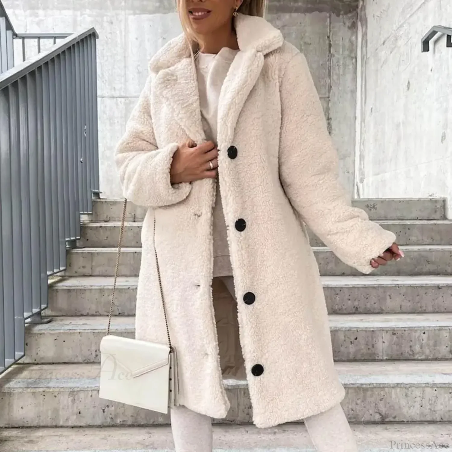 Solid Woolen Coat with Belted Overcoat