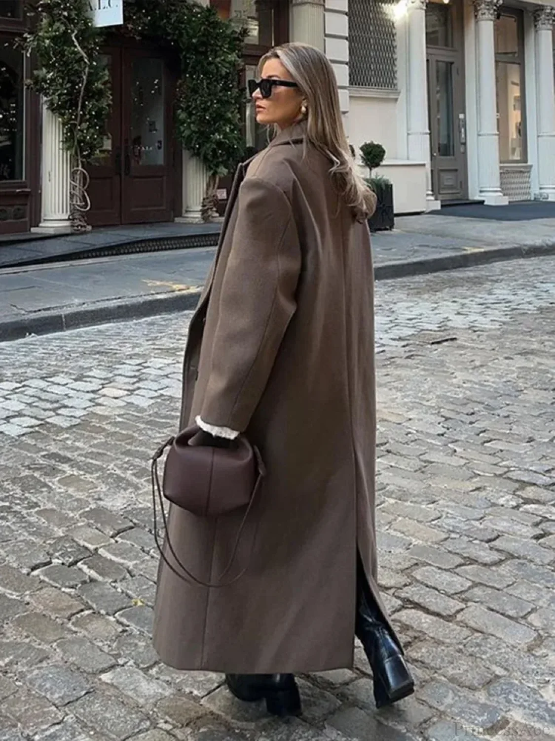 Solid Woolen Lapel Full Sleeve Overcoat - Image 2