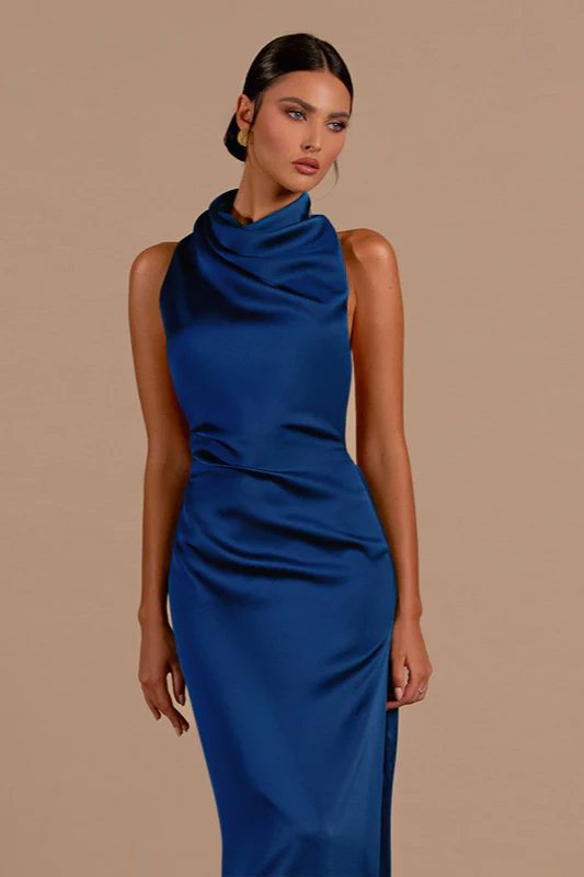 Sophisticated Halter Backless Fitted Maxi Dress