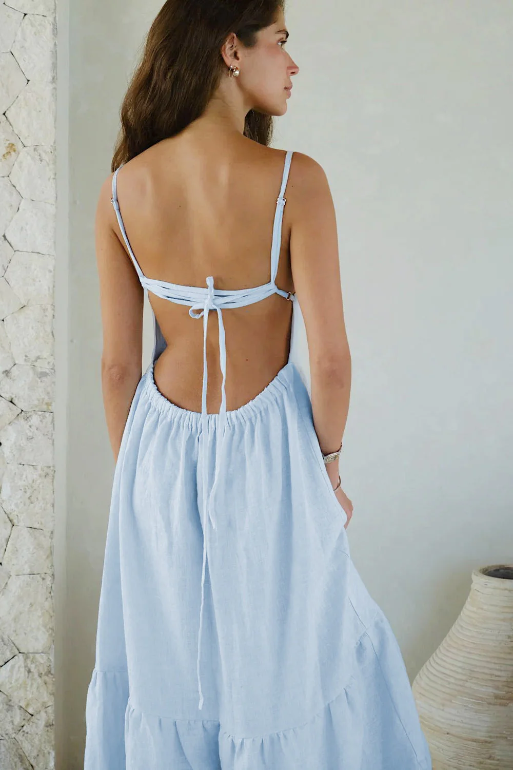 Spaghetti Strap Backless Ruffle Maxi Dress - Image 11