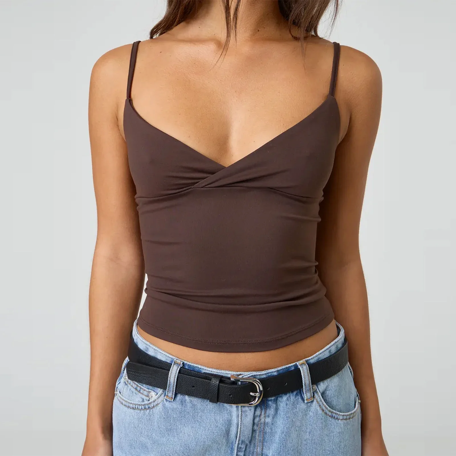Spaghetti Strap V-Neck Crop Top - Image 3