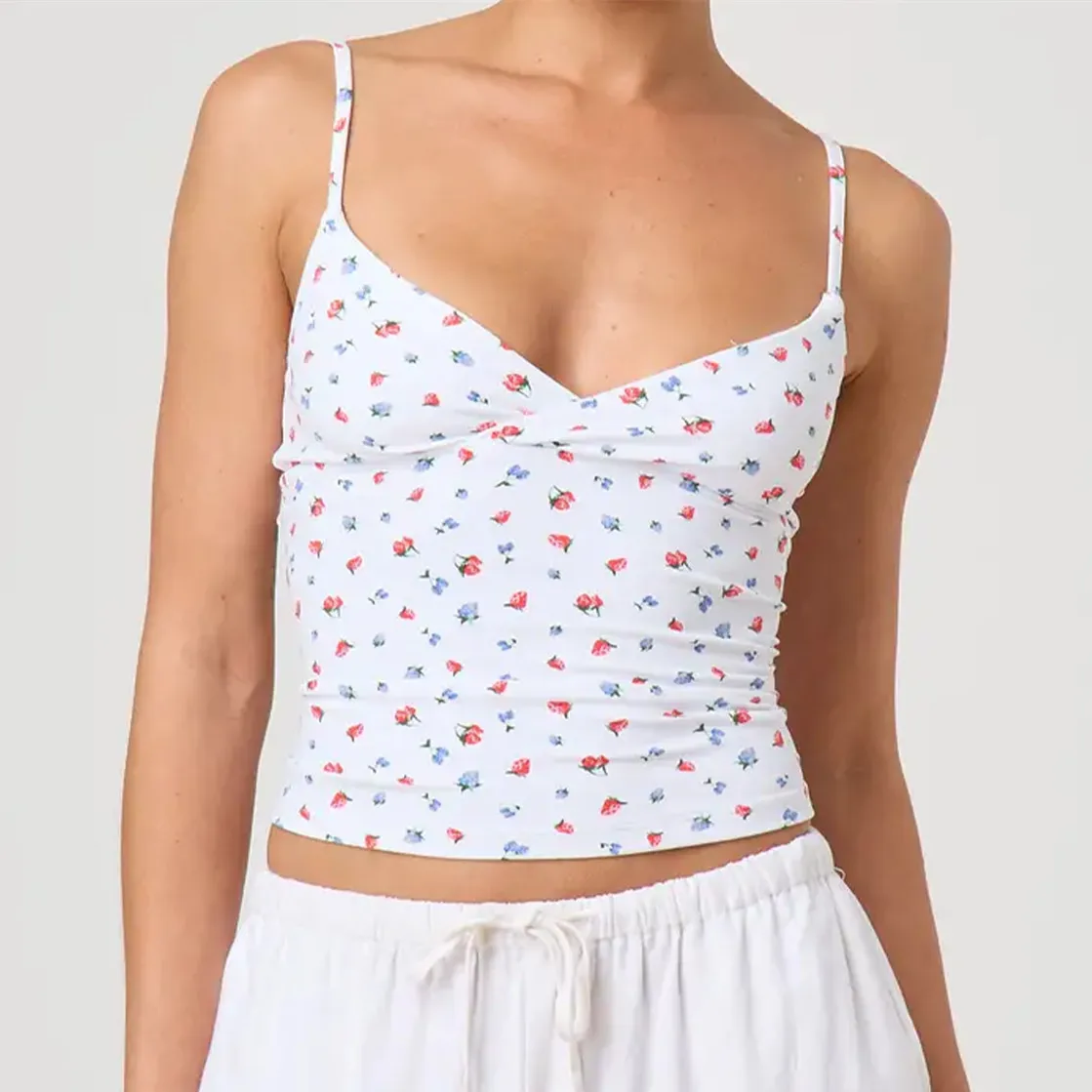 Spaghetti Strap V-Neck Crop Top - Image 4