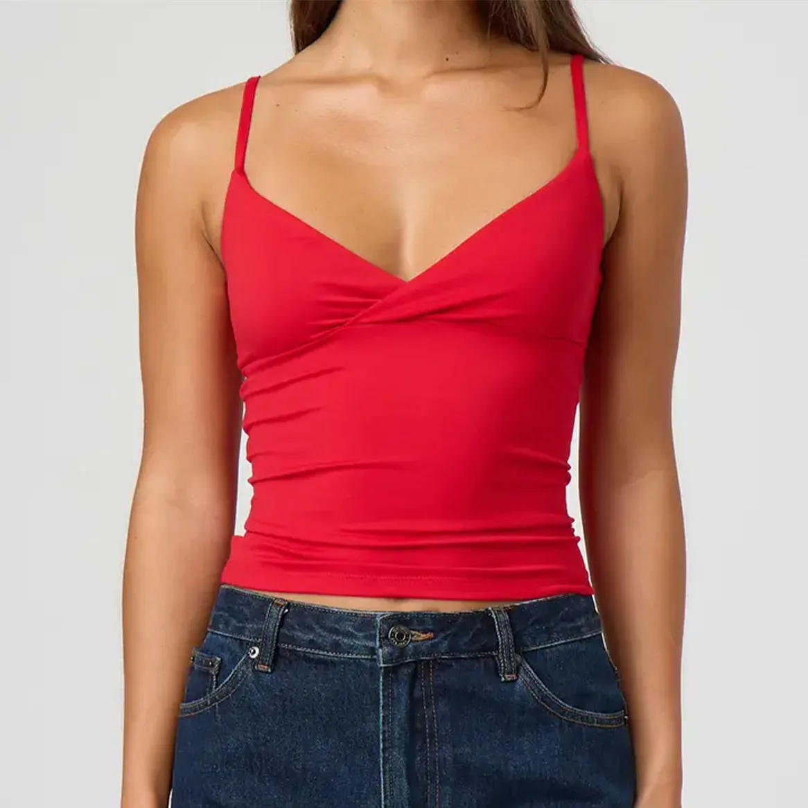 Spaghetti Strap V-Neck Crop Top - Image 5