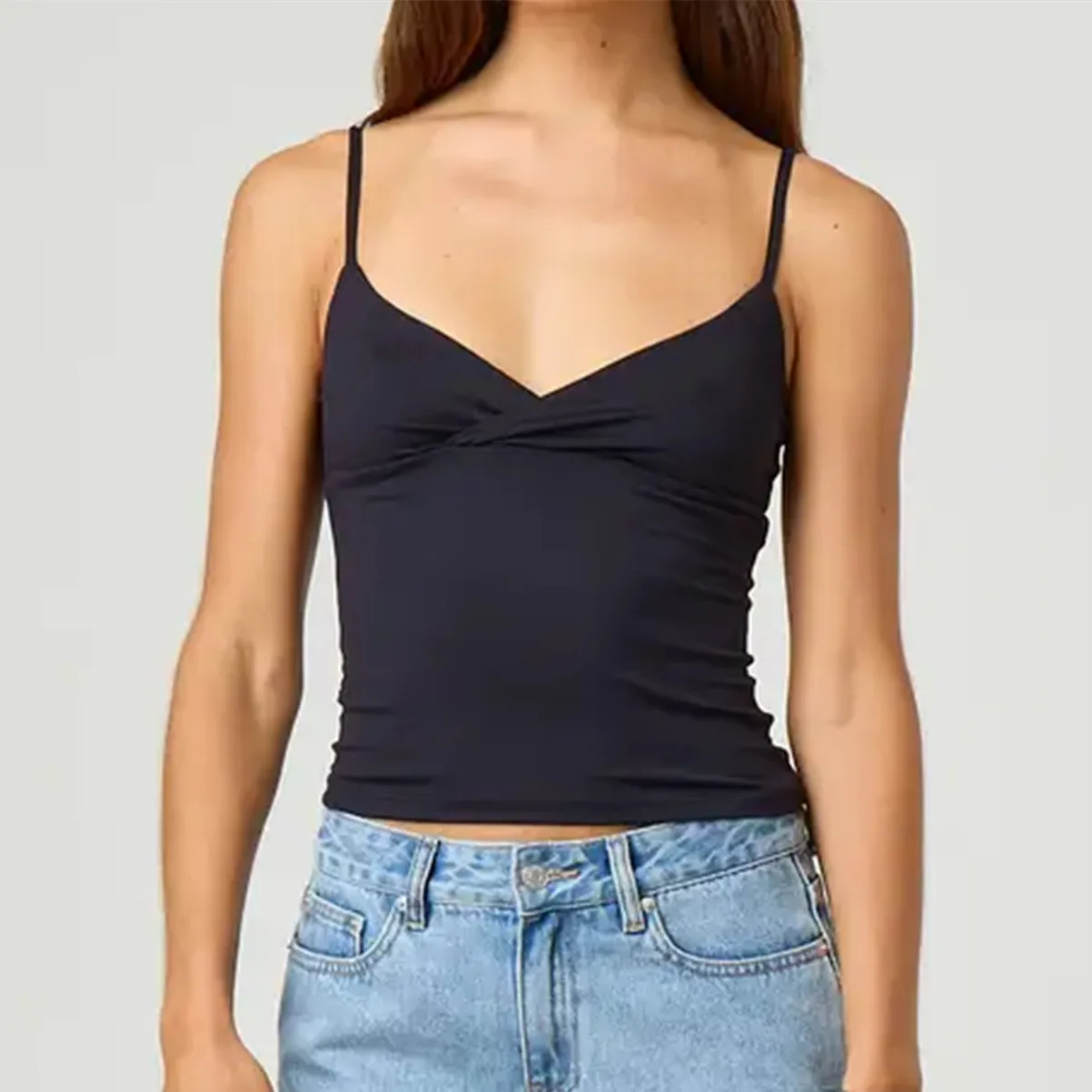 Spaghetti Strap V-Neck Crop Top - Image 8