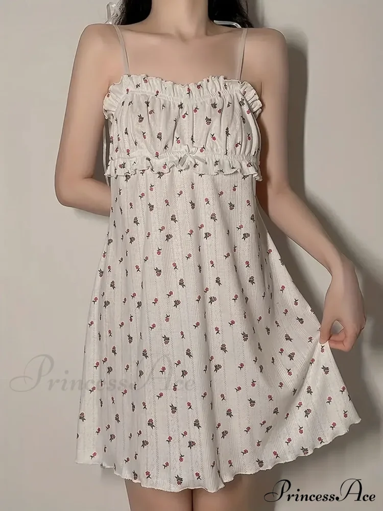 Spaghetti Warm-Season Gown Flowered Mini with Strap Print - Image 6