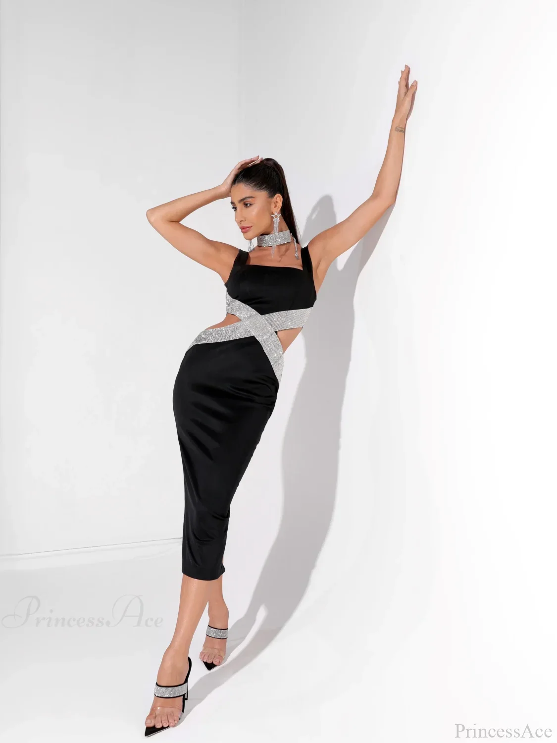 Sparkling Diamonds Midi Party Dress - Image 2