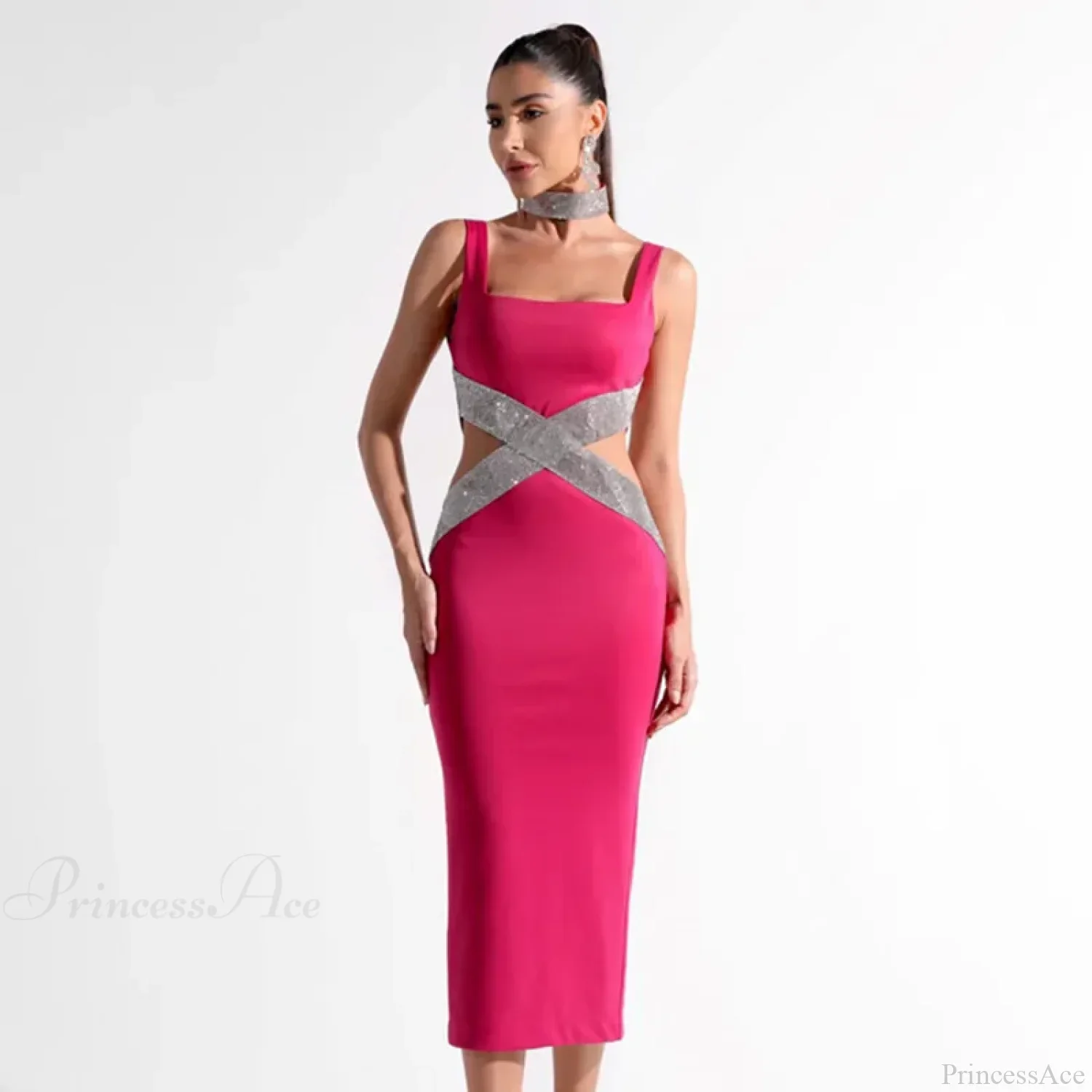 Sparkling Diamonds Midi Party Dress - Image 4