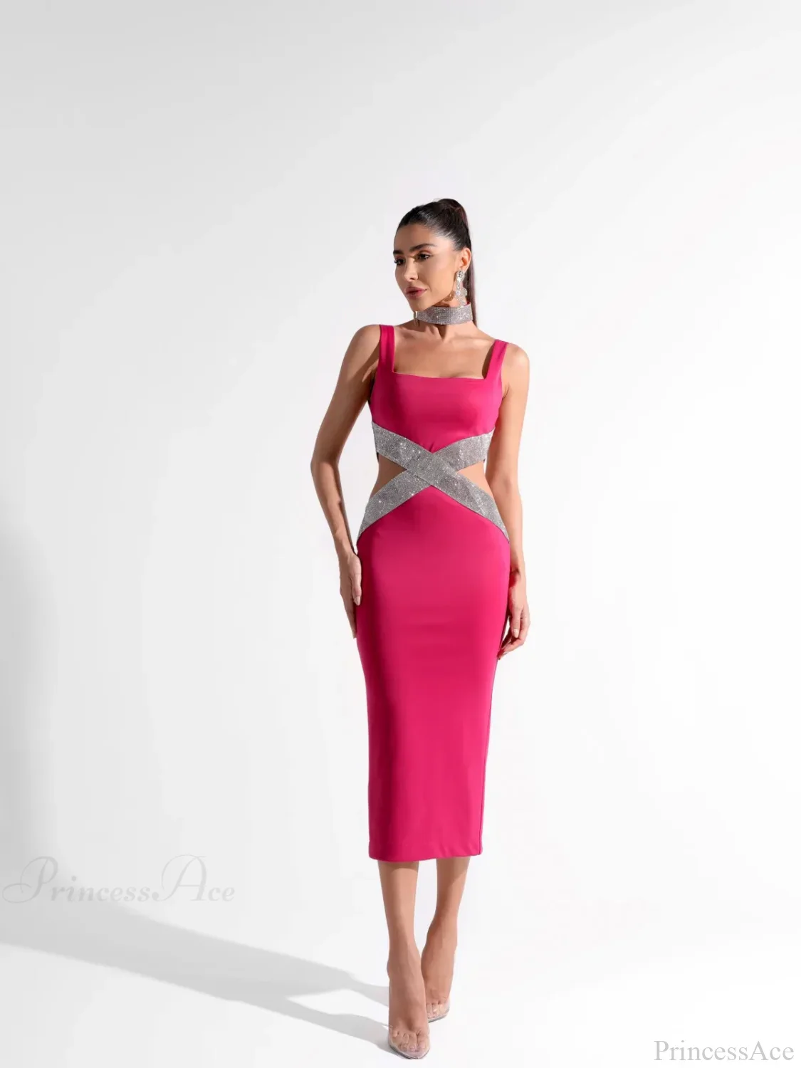 Sparkling Diamonds Midi Party Dress - Image 5