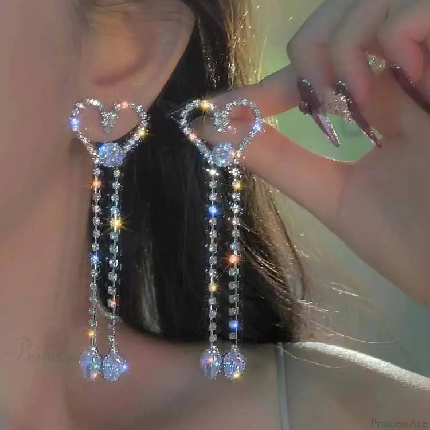 Sparkling Empty Center Rhinestone Dangle Earring - Image 3