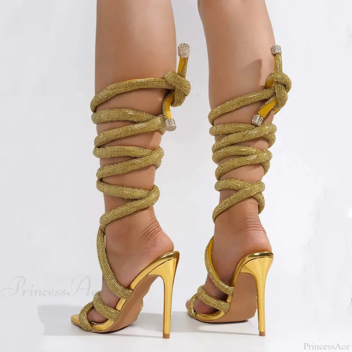 Sparkling Gothic Ankle Strap Gladiator Sandals Tall Heel - Image 5