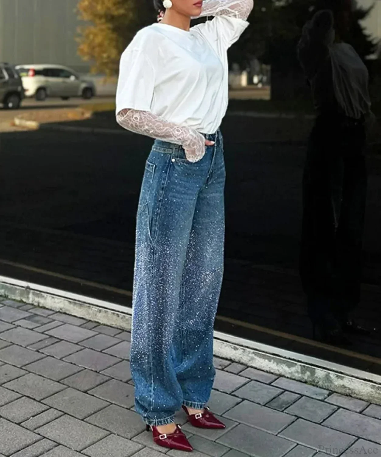 Sparkling Gothic Tall Waist Denim Pant - Image 2