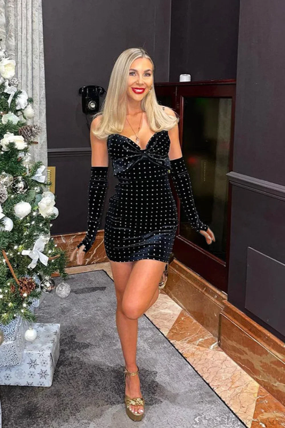 Sparkly Velvet Cami Bodycon Mini Dress