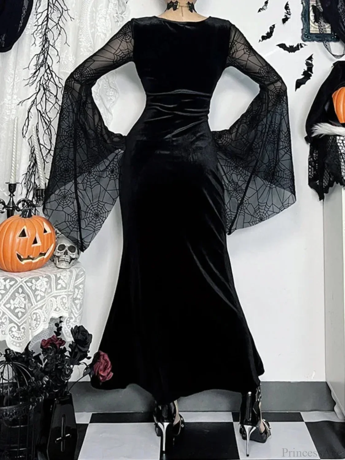 Spider Web Mesh Corset Long Dress - Image 3