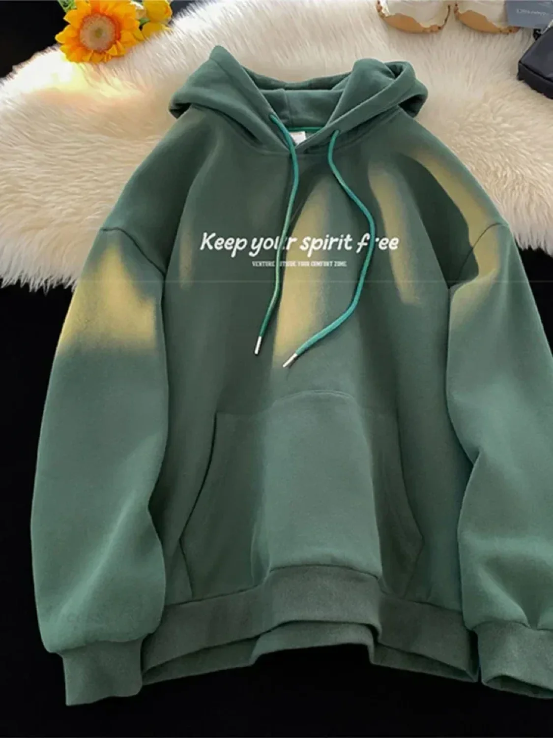 Spirit Free Letter Printed Hoodie - Image 11